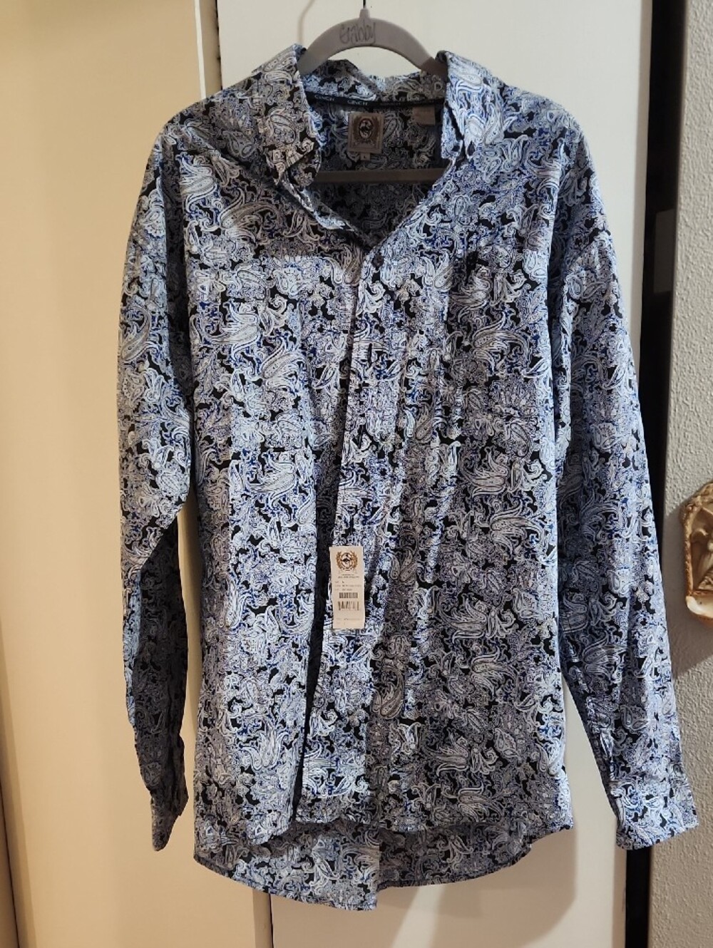 NWT's Cinch Blue and White Paisley Western Button-Down Shirt Sz L